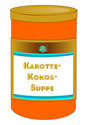 Glas mit Karotten-Kokossuppe