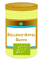 Glas mit Sellerie-Apfelsuppe