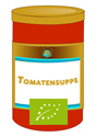 Glas mit Tomatensuppe